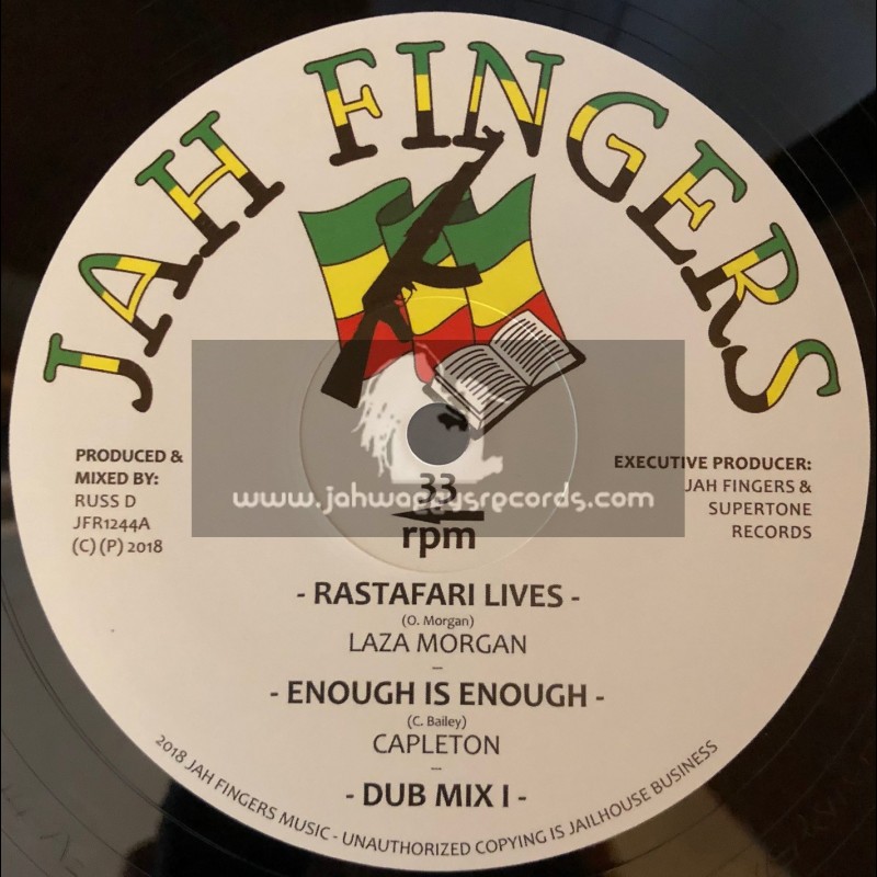 Jah Fingers-12"-Rastafari Lives / Laza Morgan + Enough Is Enough / Capleton - Disciples Riddim Section