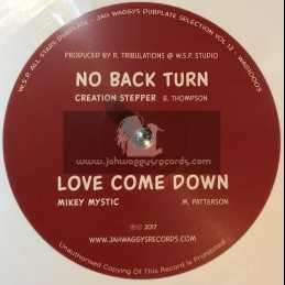 Jah Waggys Dubplate Selection vol 12-10"-No Back Turn / Creation Stepper + Love Come Down / Mikey Mystic - Limited White Vinyl