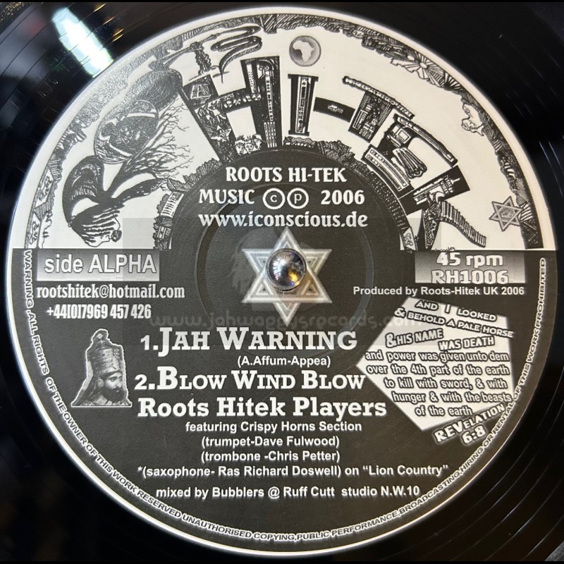 Roots Hitek Music-10"-Jah Warning / Roots Hitek Players + Lion Country / Roots Hitek Players