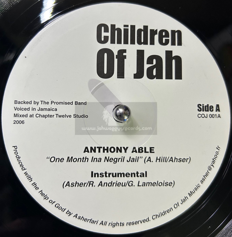 Children Of Jah-10"-One Month Ina Negril Jail / Anthony Able